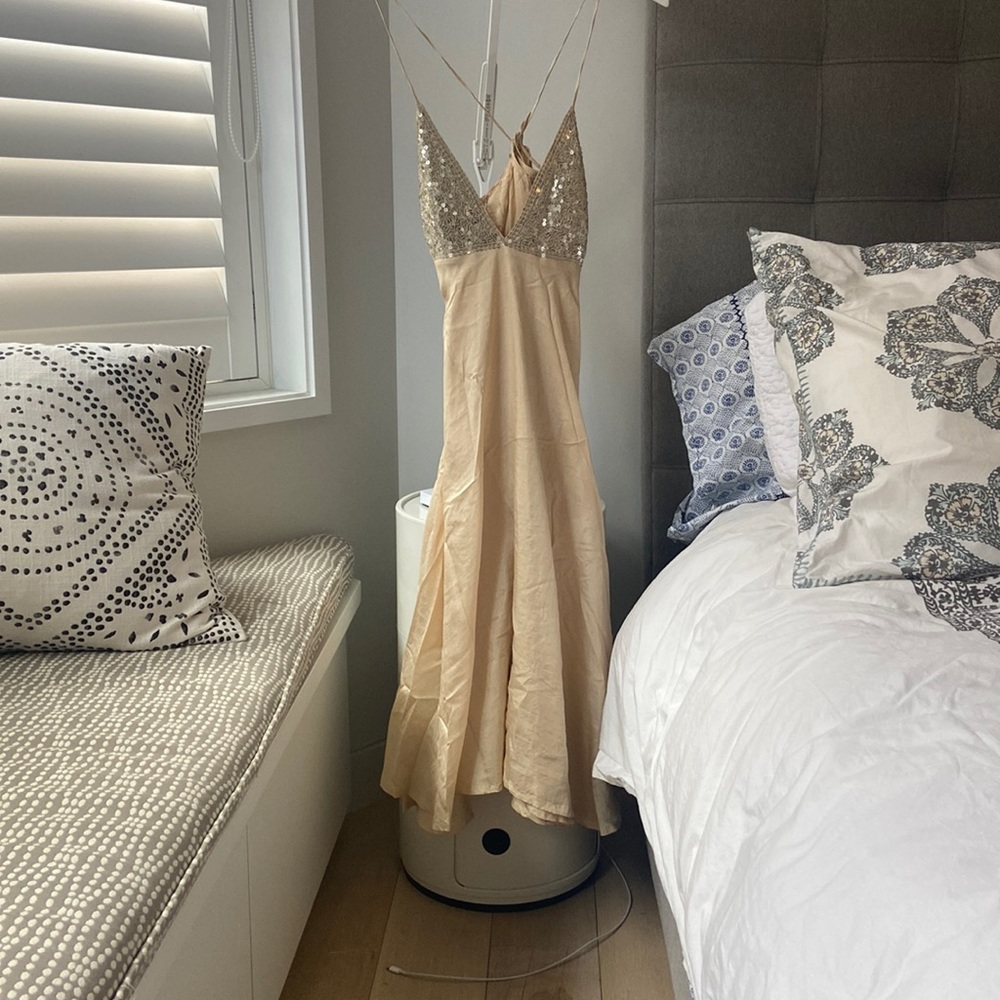 Gold dress perfect for summer cocktail parties
